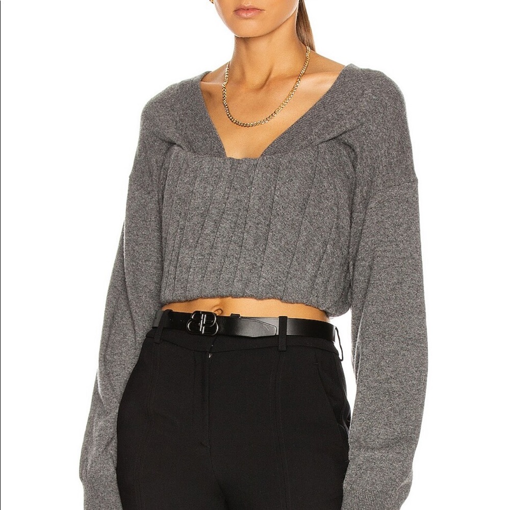 Alexander Wang grey zipped corset v neck sweater
